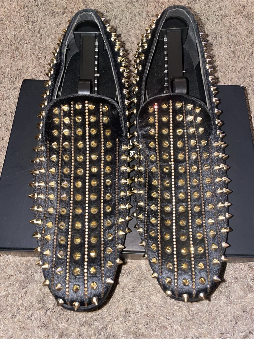 After Midnight Gold Spikes Slip-on Smoking Men's Shoes Size 9 Formal Homecoming